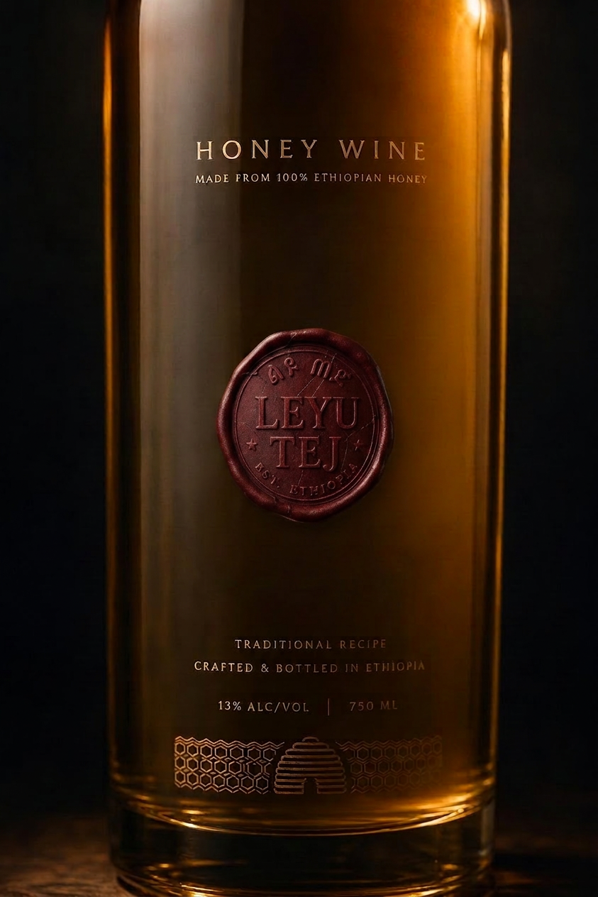 Leyu Tej bottle in golden light